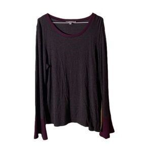 Marled Reunited Clothing Belle Sleeve Top Shirt purple grey Striped Large